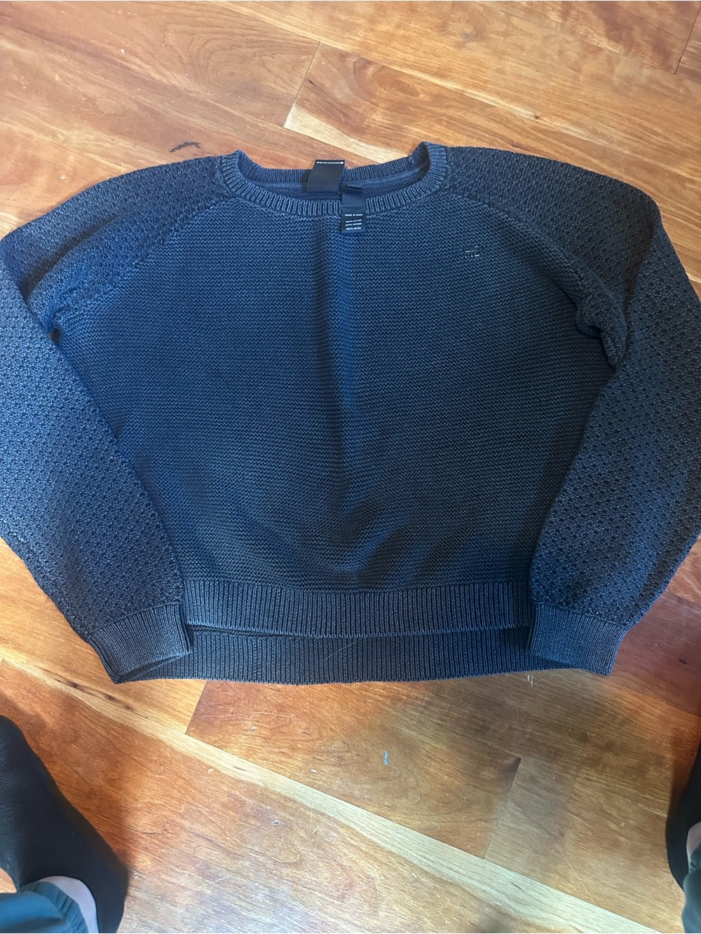 Harley-Davidson Black Textured Knit Crewneck Sweater
